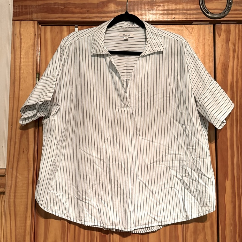 Madewell Courier Button Back Shirt in Stripe Play
